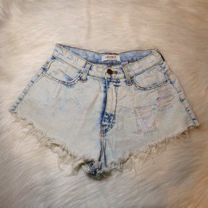 High-waisted denim shorts
